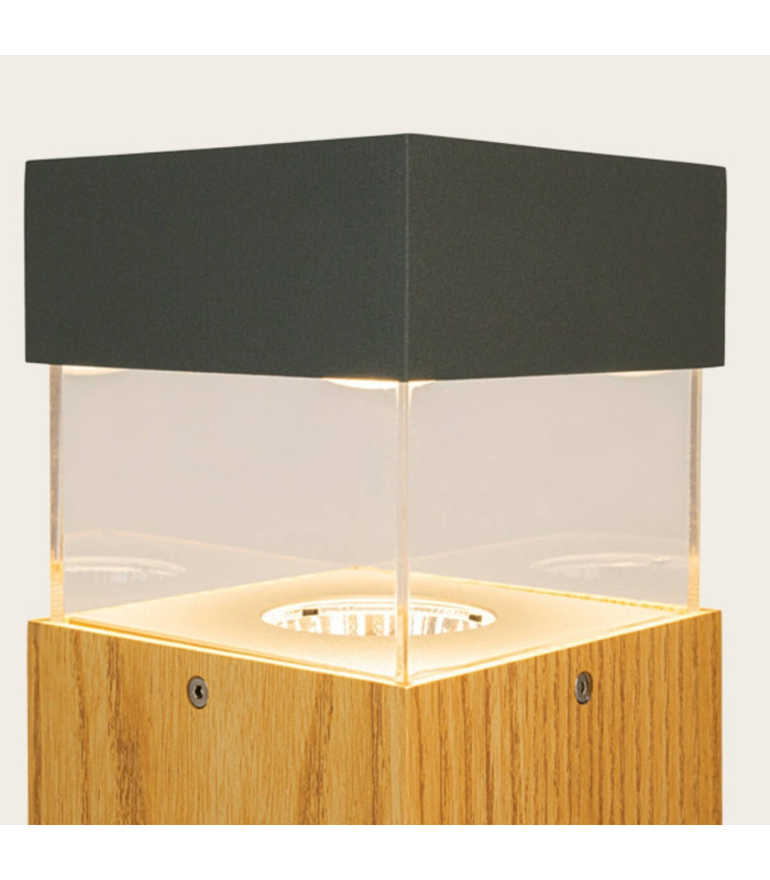 Elyon Square Outdoor Bollard Graphite-Wood LED 3000K IP65-3