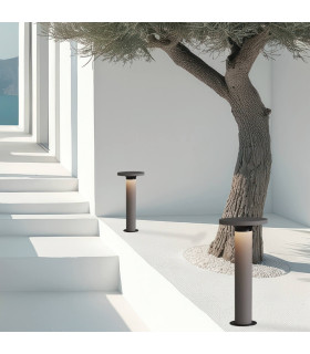Zambelis Outdoor Bollard Natural Concrete-Sandy Black LED 3000K IP65-2