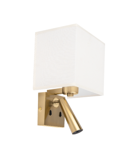 Zambelis Reading Wall Light Brushed Brass - Beige Shade LED 3000K-1
