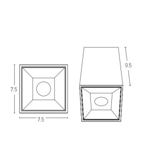 Obzor Surface Mounted Downlight Black - Black Reflector LED 3000K-2