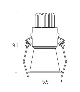 Borovo 5.5cm Recessed Downlight Black Matt LED 3000K-2