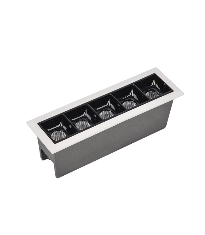 Byala 5 Light Recessed Downlight Sandy White - Black LED 3000K-1