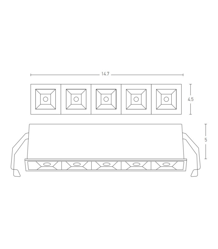 Byala 5 Light Recessed Downlight Sandy White - Black LED 3000K-3