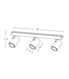 Gramada Ceiling Spotlight Bar Black Matt - Brushed Brass 3xGU10-2
