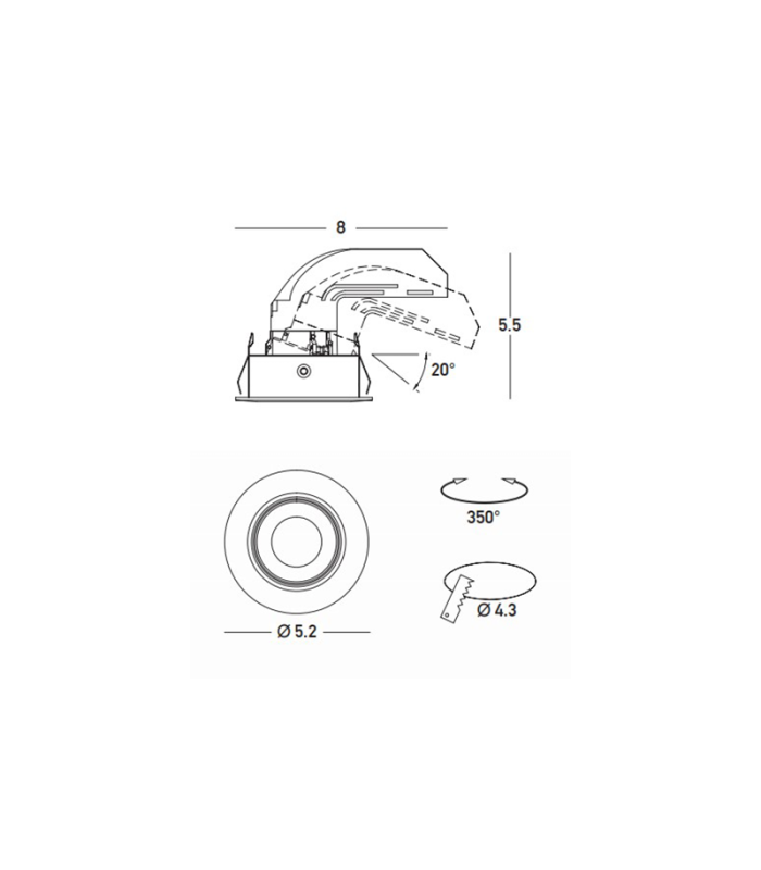 Solira Recessed Downlight White Matt LED 2700K-4