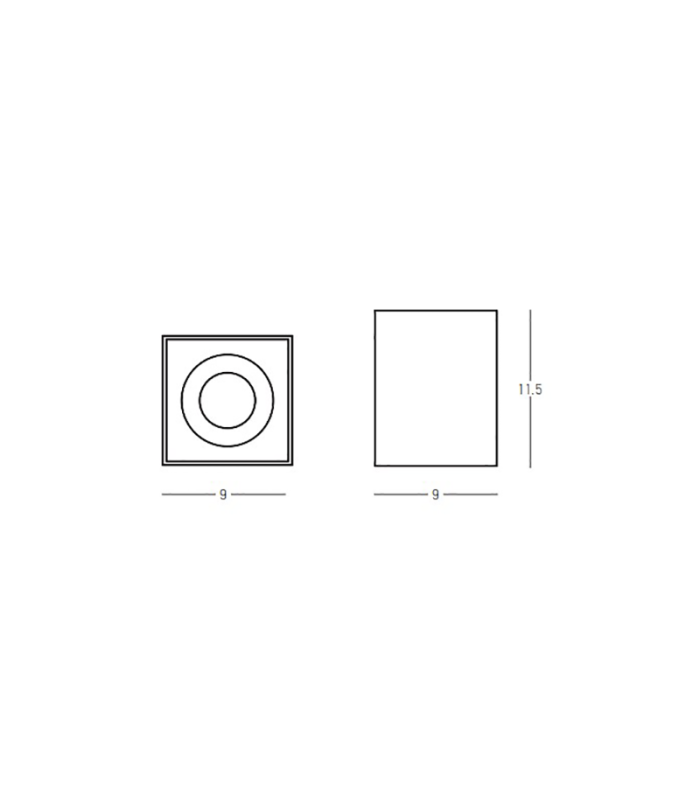 Nyra Square Surface Mounted Downlight Sandy Black 1xGU10 LED-3