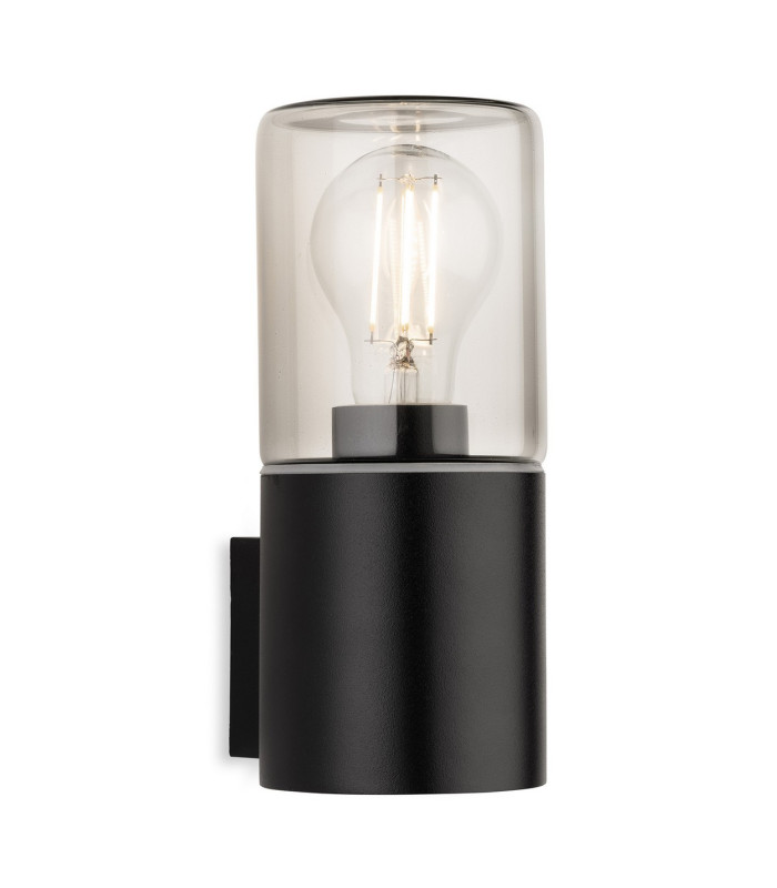 Manor Wall Light Black with Smoked Glass 1xE27 IP44
