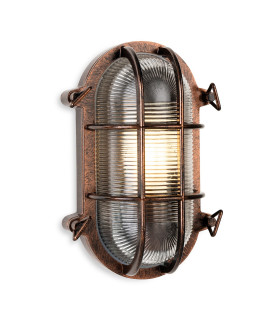 Turin Bulkhead - Oval Antique Copper 1xE27 IP65