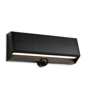 Augusta Flush Solar Wall Light with PIR Black 6.3w LED 100lm 3000K IP65