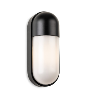 Murray Flush Wall Light Black with Opal White Polycarbonate Diffuser 1xE27 IP65