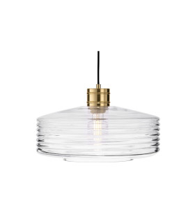Porto Dome Pendant Brushed Brass with Clear Decorative Glass 1xE27
