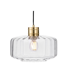 Madeira Dome Pendant Brushed Brass with Clear Decorative Glass 1xE27