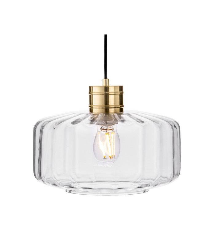 Madeira Dome Pendant Brushed Brass with Clear Decorative Glass 1xE27