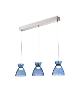 Royale 3 Light Bar Chrome with Blue Decorative Glass 3xLED 406lm 3000K
