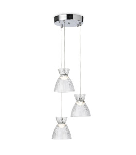 Royale 3 Light Cluster Chrome with Clear Decorative Glass 3xLED 993lm 3000K