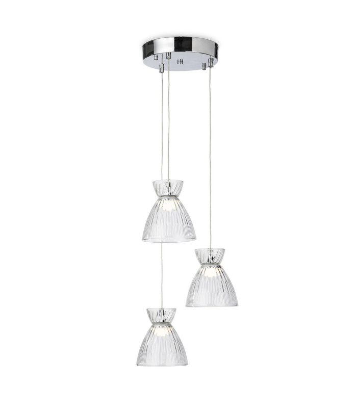 Royale 3 Light Cluster Chrome with Clear Decorative Glass 3xLED 993lm 3000K