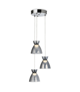 Royale 3 Light Cluster Chrome with Smoked Decorative Glass 3xLED 993lm 3000K