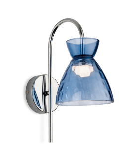 Royale Dome Wall Light Chrome with Blue Decorative Glass 3w LED 401lm 3000K