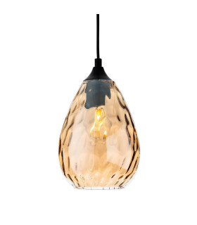 Soho Dome Pendant Matt Black with Amber Decorative Glass 1xE27