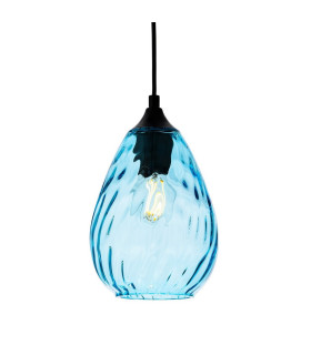 Soho Dome Pendant Matt Black with Aqua Decorative Glass 1xE27