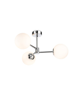Splash Globe 3 Light Flush Ceiling Fitting Chrome with Opal White Glass 3xG9 IP44