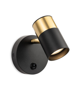 Roma Wall Spot Switched Black with Brushed Brass 1xGU10