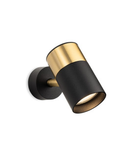 Roma Wall or Ceiling Spot Black with Brushed Brass 1xGU10
