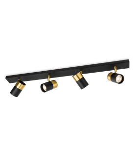 Roma 4 Light Bar Black with Brushed Brass 4xGU10