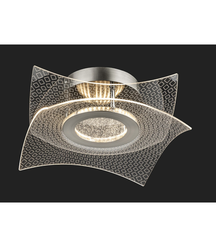 Trinity Flush Ceiling Fitting Brushed Steel with Decorative Transparent Acrylic 17.5 LED 1560lm 3000K
