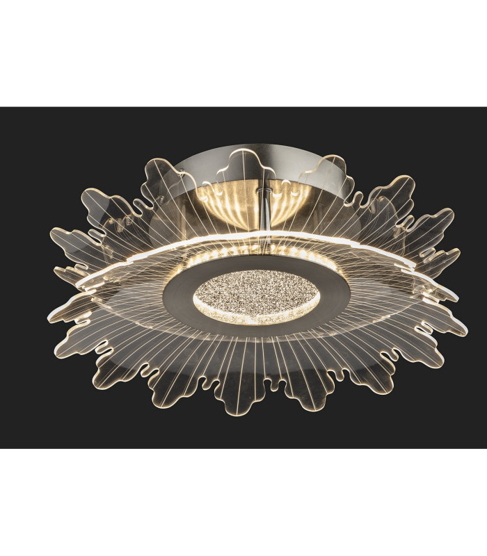 Trinity Flush Ceiling Fitting Brushed Steel with Decorative Transparent Acrylic 17w LED 1600lm 3000K