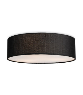 Camden Cylindrical Flush Ceiling Fitting Black Linen 3xE27