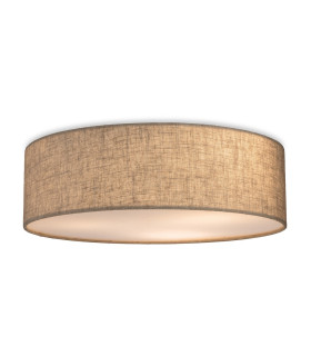 Camden Cylindrical Flush Ceiling Fitting Oyster Linen 3xE27