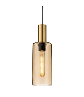 Rimini Pendant Satin Brass with Smoked Amber Glass 1xE27