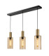 Rimini 3 Light Bar Satin Brass with Smoked Amber Glass 3xE27