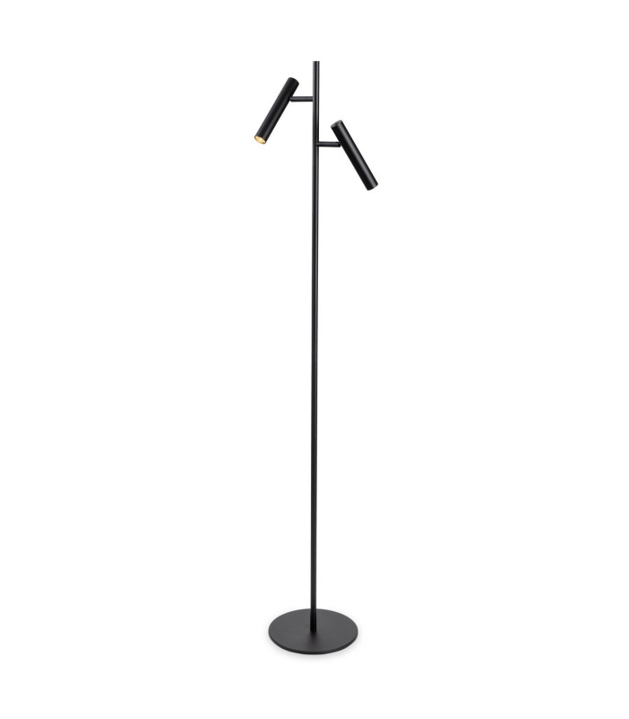 Aspen Floor Lamp Black 2x6w LED 708lm 2700K Push Button Dimmer