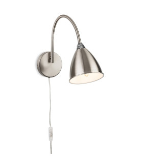Firstlight Dome Plug-in Wall Light Switched Brushed Steel 1xE14
