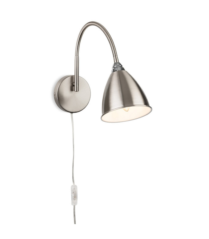 Firstlight Dome Plug-in Wall Light Switched Brushed Steel 1xE14