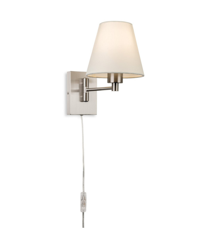 Firstlight Plug-in Wall Light Switched Brushed Steel with Cream Shade 1xE27