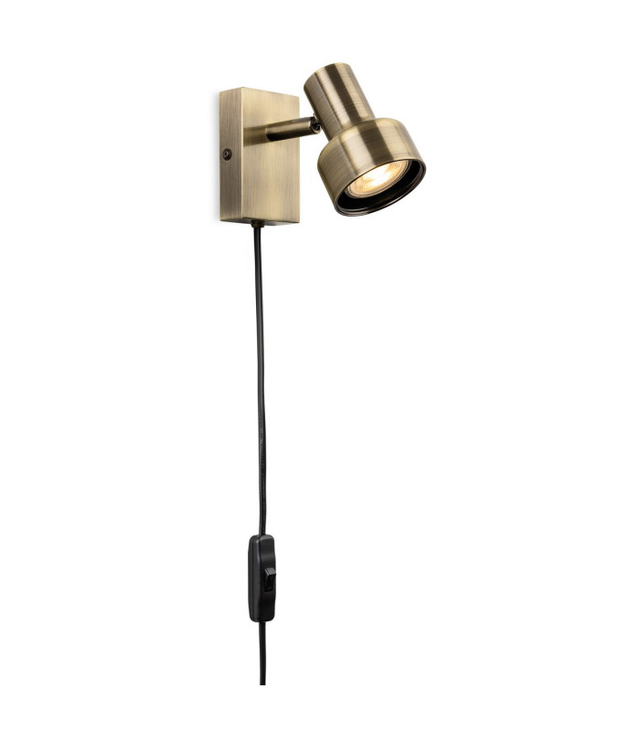 Firstlight Spotlight Plug-in Wall Light Switched Antique Brass 1xGU10