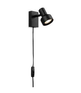 Firstlight Spotlight Plug-in Wall Light Switched Black 1xGU10