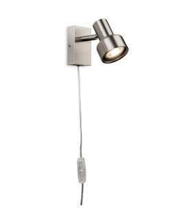Firstlight Spotlight Plug-in Wall Light Switched Brushed Steel 1xGU10