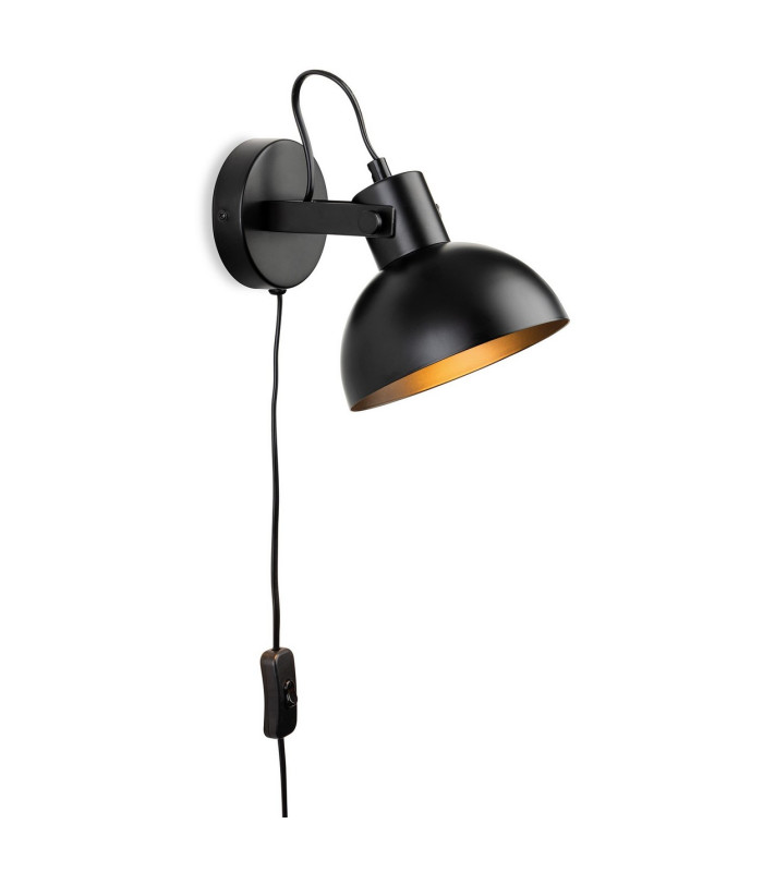 Firstlight Dome Plug-in Wall Light Switched Black 1xE27