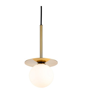 Jules Globe Pendant Brushed Brass with Opal White Glass 1xG9