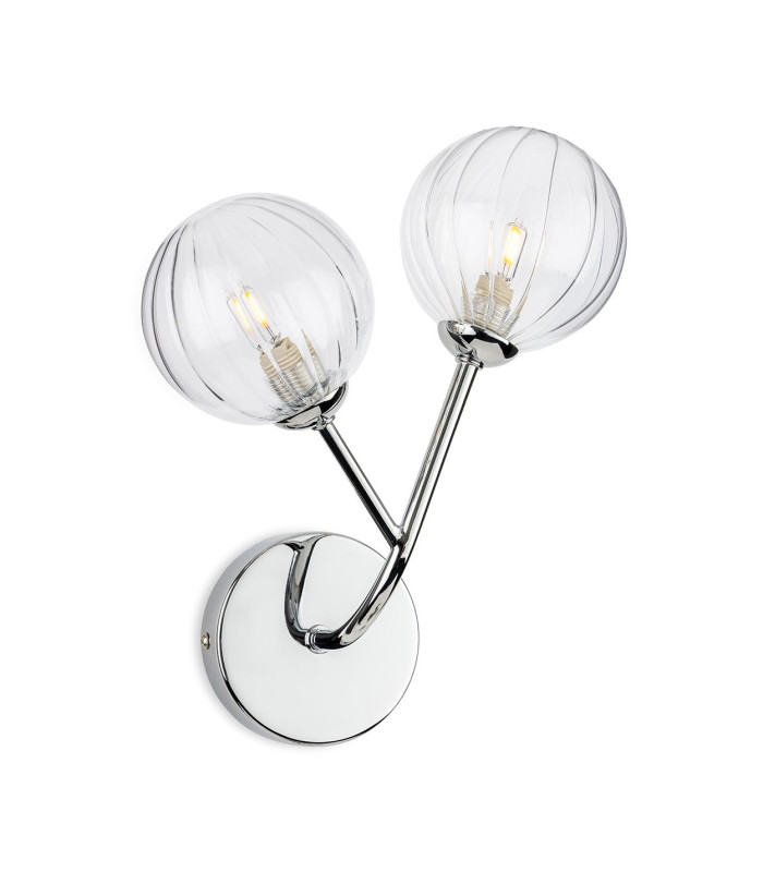 Groves Globe 2 Light Wall Chrome with Clear Decorative Glass 2xG9