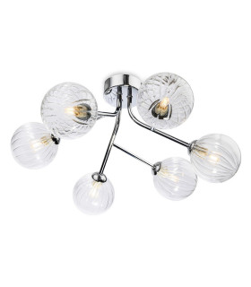 Groves Globe 6 Light Flush Ceiling Fitting Chrome with Clear Decorative Glass 6xG9