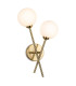 Lando Globe 2 Light Wall Brushed Brass with Opal White Glass 2xG9