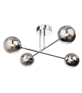 Lando Globe 4 Light Flush Ceiling Fitting Chrome with Smoked Glass 4xG9