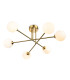 Lando Globe 6 Light Flush Ceiling Fitting Brushed Brass with Opal White Glass 6xG9