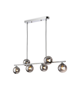 Lando Globe 6 Light Pendant Chrome with Smoked Glass 6xG9