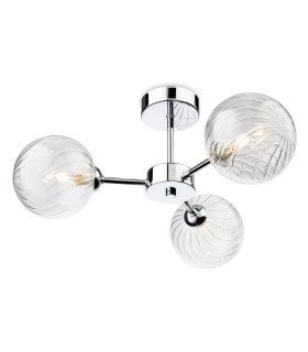 Garrick Globe 3 Light Flush Ceiling Fitting Chrome with Clear Decorative Glass 3xG9